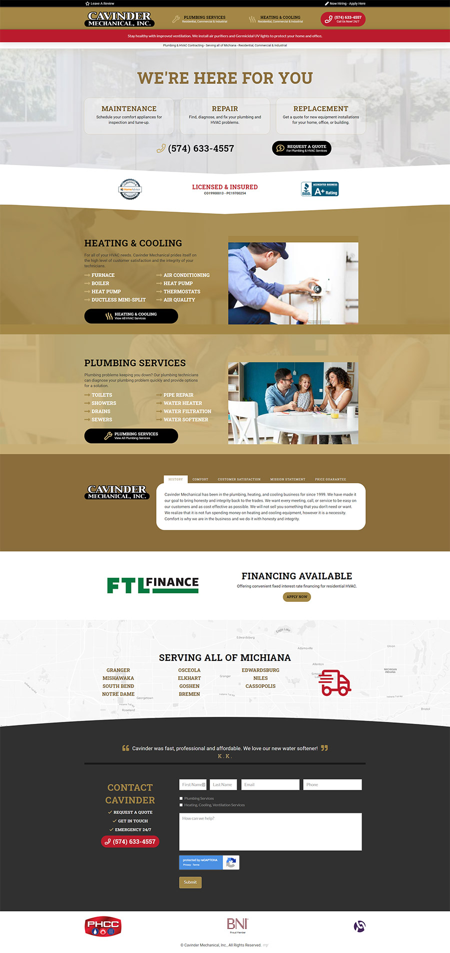 Plumbing & HVAC Services Website